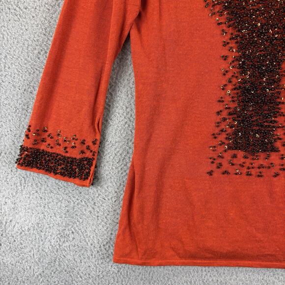 Y2k Linen Sweater Medium Boho Hippie Festival Embellished Sequin Lightweight - Picture 3 of 8